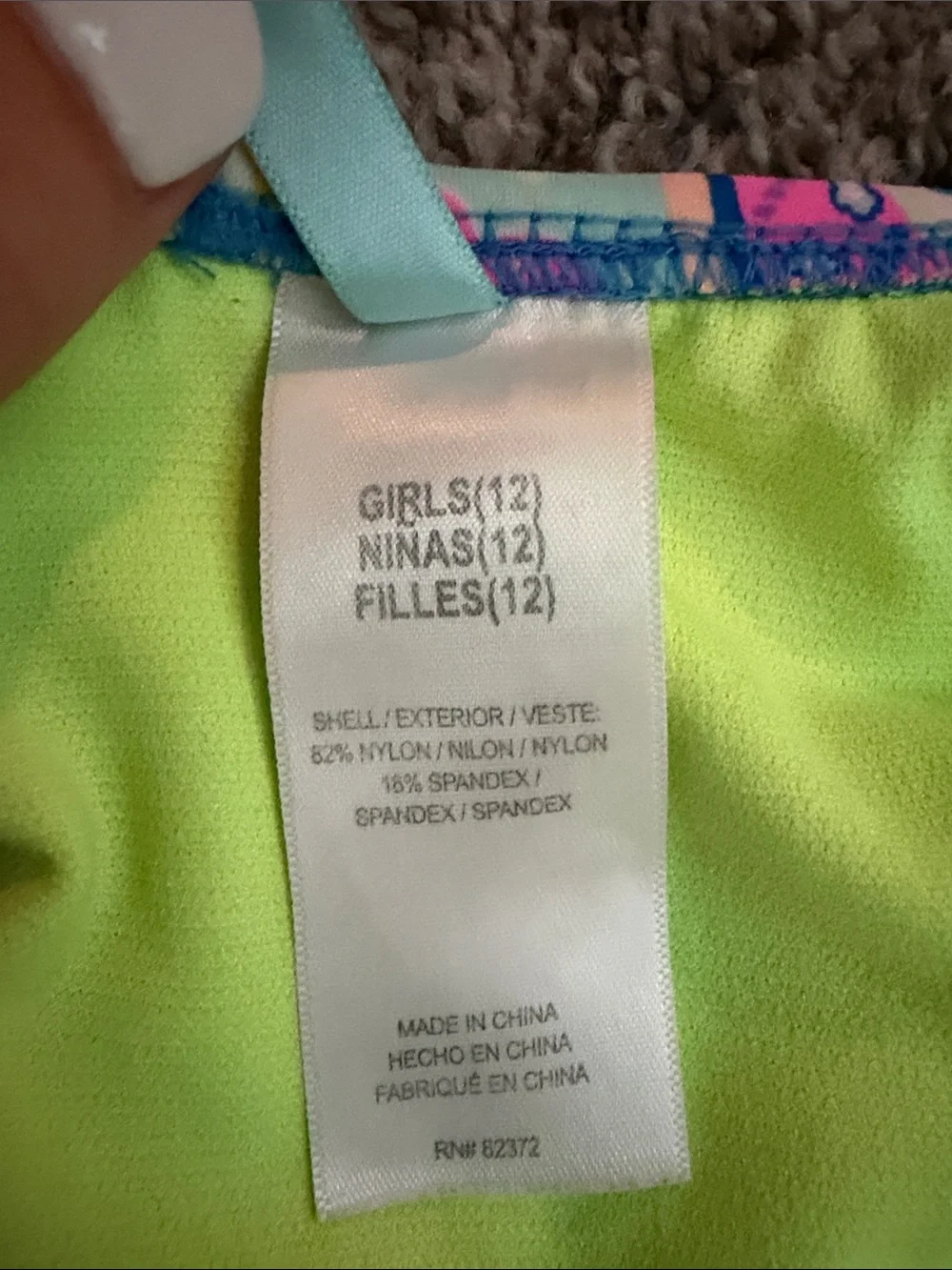 Girls Floral Stripe One-Piece Swimsuit - Pink & Blue